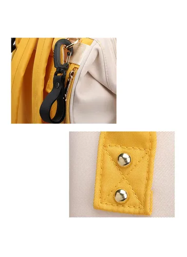 Women's Casual Waterproof Polyester Baby Diaper Backpack With Bottle Holder &amp; Insulated Compartment SLF-51 (W25 x D17 x H39)cm - beige