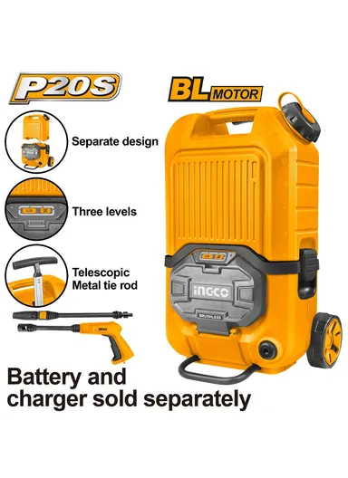 40V 15L Plastic 80 Bar Washing Machine With Tank CPWLI4006