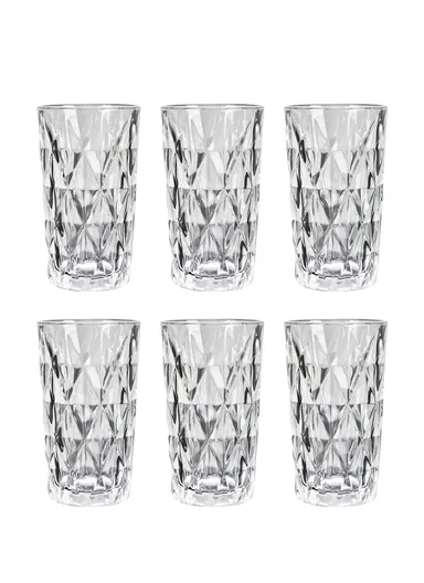 240ml 6 Pcs Luxurious Round Glass Cup Set With Elegant Design For Beverages DM312