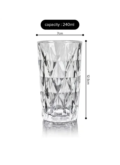 240ml 6Pcs Luxurious Round Glass Cup Set With Elegant Design DM312