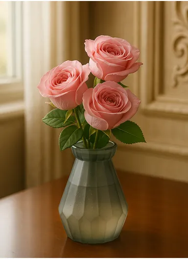 Diamond Design Multi-Color Matte Elegant Flower Desk Decorative Glass Vase (D8 x H15)cm - Dark Green