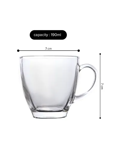 190ml 6 Pcs Elegant Round Glass Cup Suitable For Hot &amp; Cold Beverages ZB47 