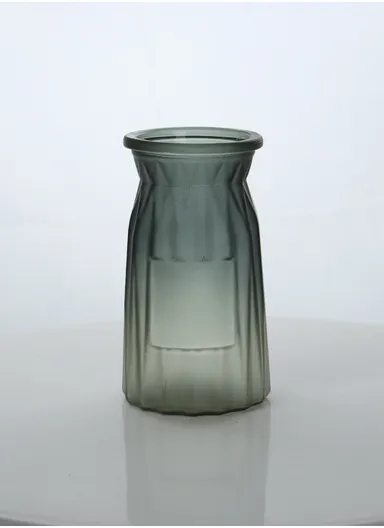 Origami Frosted Design Multi-Color Matte Elegant Flower Desk Decorative Glass Vase (D8 x H15)cm - Olive Green