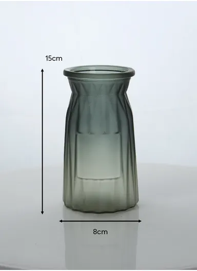 Origami Frosted Design Multi-Color Matte Elegant Flower Desk Decorative Glass Vase (D8 x H15)cm - Olive Green