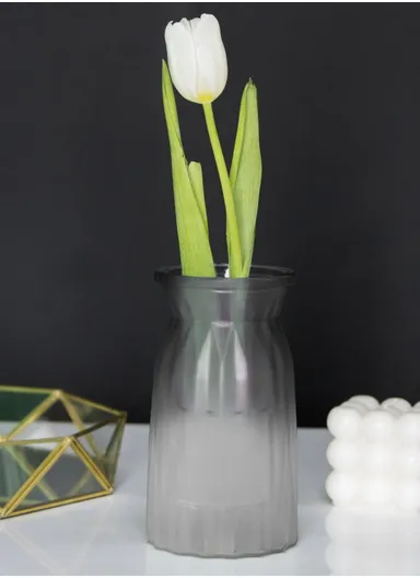 Origami Frosted Design Multi-Color Matte Elegant Flower Desk Decorative Glass Vase (D8 x H15)cm - Olive Green