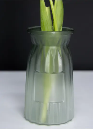 Origami Frosted Design Multi-Color Matte Elegant Flower Desk Decorative Glass Vase (D8 x H15)cm - Olive Green