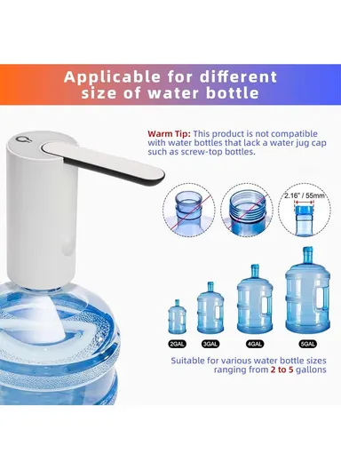 DC-3.7V 800mAh Folding Water Pump Dispenser - White