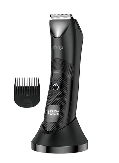 600mAh 5W Rechargeable Body Hair Trimmer, 6800RPM Rotation Speed Waterproof Hair Trimmer with Adjustable Comb &amp; Digital Display 60386