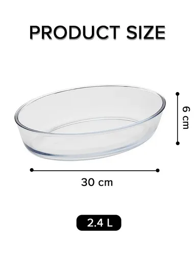 2.4L Oval Borosilicate Glass Baking Dish Oven-Safe Tray (30x21x6)cm