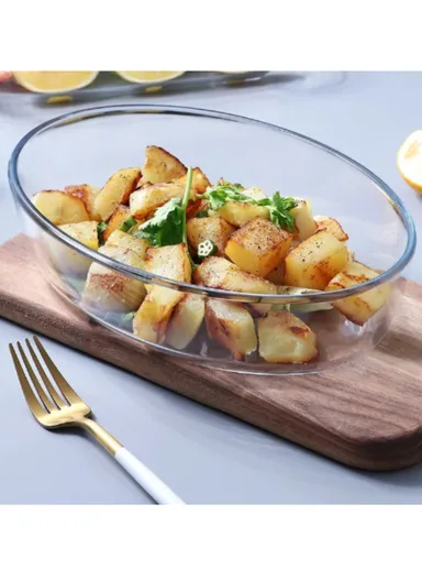 2.4L Oval Borosilicate Glass Baking Dish Oven-Safe Tray (30x21x6)cm