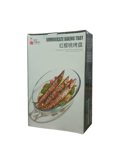 2.4L Oval Borosilicate Glass Baking Dish Oven-Safe Tray (30x21x6)cm