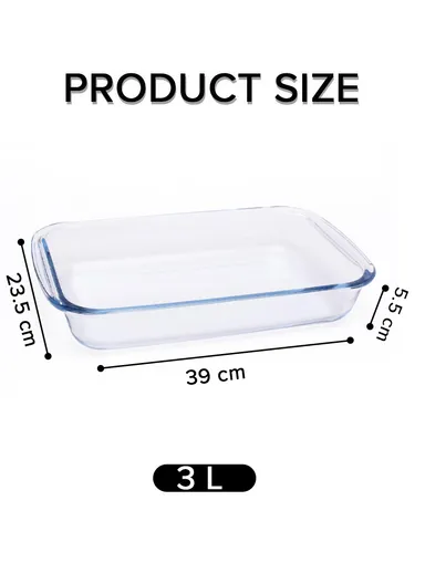 3L Rectangular Baking Dish Oven-Safe &amp; Easy to Handle (L39 x W23.5 x H5.5)cm