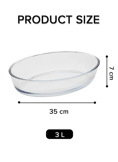 3L Oval Borosilicate Glass Baking Dish Oven-Safe Tray (35x24x7)cm