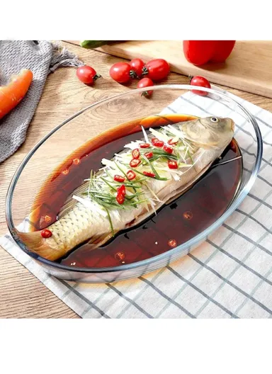 3L Oval Borosilicate Glass Baking Dish Oven-Safe Tray (35x24x7)cm