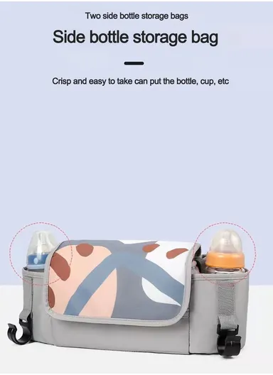 PVC Waterproof Multifunctional Practical Storage Baby Stroller Bag Printing Pattern 702 (W33 x D13 x H15)cm - Grey