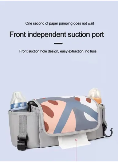 PVC Waterproof Multifunctional Practical Storage Baby Stroller Bag Printing Pattern 702 (W33 x D13 x H15)cm - Grey