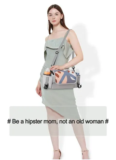 PVC Waterproof Multifunctional Practical Storage Baby Stroller Bag Printing Pattern 702 (W33 x D13 x H15)cm - Grey