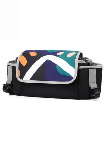 PVC Waterproof Multifunctional Practical Storage Baby Stroller Bag Printing Pattern 702 (W33 x D13 x H15)cm - Black