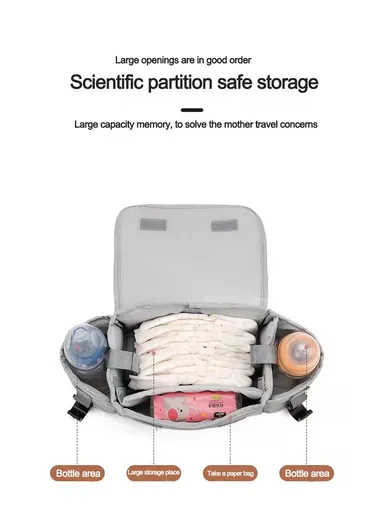 PVC Waterproof Multifunctional Practical Storage Baby Stroller Bag Printing Pattern 702 (W33 x D13 x H15)cm - Black