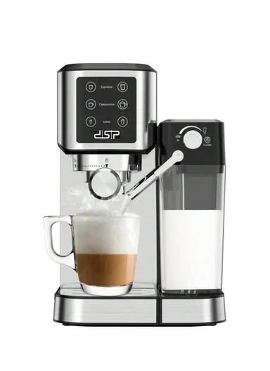 1350W 1L 2-in-1 Stainless Steel Coffee Maker with 20Bar Pump Pressure, 0.7L Milk Tank &amp; 3 Modes AK3104 (L20 x W20 x H32)cm