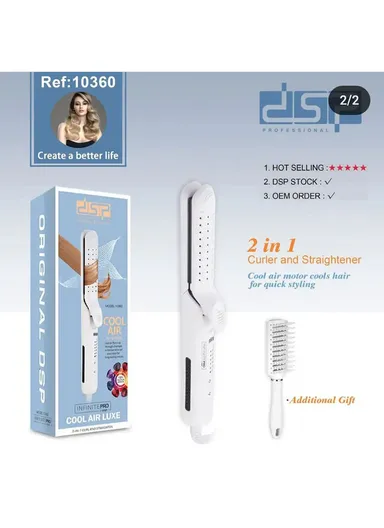 47W 2 in-1 Iron Air Hair Styling Tool for Curling &amp; Straightening with Cool Air Fan &amp; 5 Heat Settings 10360 (L28 x W4 x H4)cm