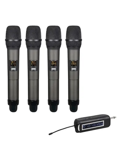 1 To 4 Wireless Microphone System UHF Karaoke Mics Cordless Handheld Microphone For Home KTV PRO-15