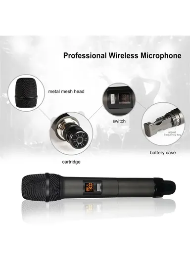 1 To 4 Wireless Microphone System UHF Karaoke Mics Cordless Handheld Microphone For Home KTV PRO-15