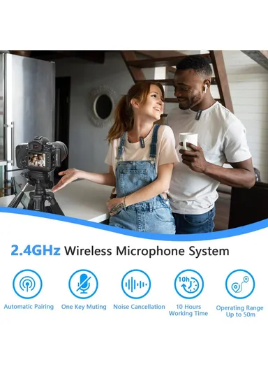 Portable Lavalier Microphone 2 Transmitter + Receiver Noise Reduction Mini Wireless Mic With 3.5mm Plug BY-WM3T2-M2