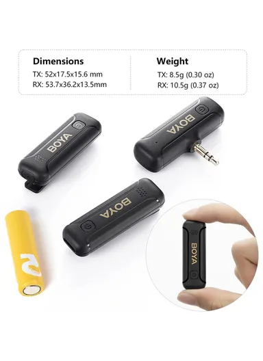 Portable Lavalier Microphone 2 Transmitter + Receiver Noise Reduction Mini Wireless Mic With 3.5mm Plug BY-WM3T2-M2