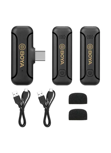 Wireless Lavalier Mic 2 Transmitter + Receiver For Youtube Vlog Live Streaming Omni-Directional Microphone BY-WM3T2-U2