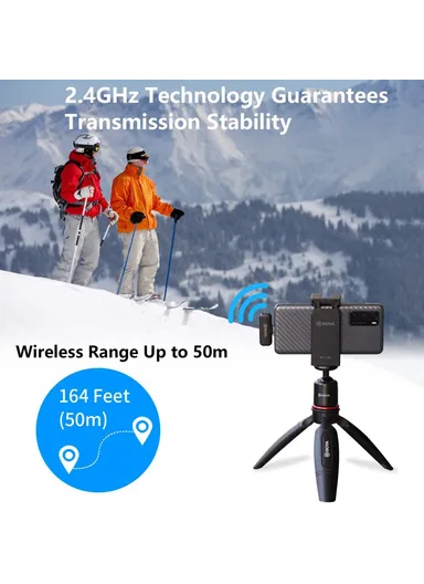 Wireless Lavalier Mic 2 Transmitter + Receiver For Youtube Vlog Live Streaming Omni-Directional Microphone BY-WM3T2-U2