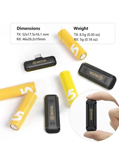 Wireless Lavalier Mic 2 Transmitter + Receiver For Youtube Vlog Live Streaming Omni-Directional Microphone BY-WM3T2-U2