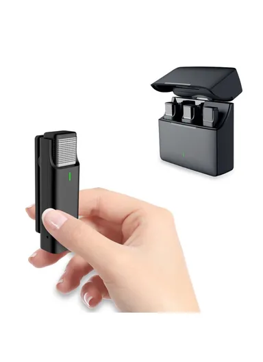 for Interview Live Broadcast Wireless Lavalier Microphone System 2 Mics + 1 Receiver, Type-C Interface 033A2