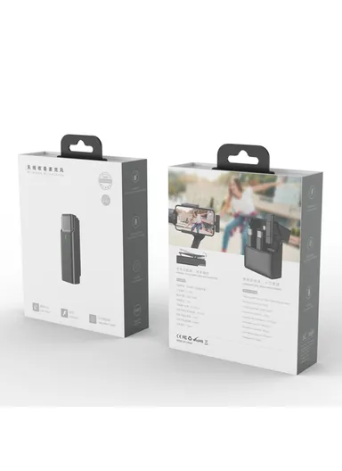 for Interview Live Broadcast Wireless Lavalier Microphone System 2 Mics + 1 Receiver, Type-C Interface 033A2