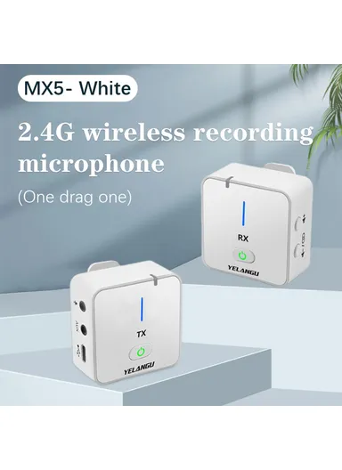 Portable 2.4G Microphone Set 2 Transmitter + Receiver Wireless Lavalier Mic with Clip-Black MX5