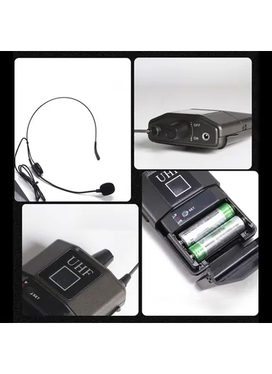 UHF Lavalier Wireless Microphone Headset 1 to 4 Potable Condenser Mic With Receiver PRO-15C - EU Plug