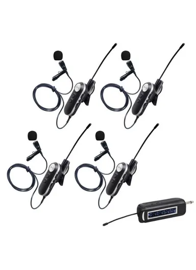 2600mAh Wireless Lavalier Microphone Set With Receiver 1 to 4 UHF FM Portable Condenser Microphone PRO-4CII