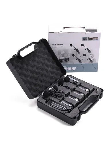 2600mAh Wireless Lavalier Microphone Set With Receiver 1 to 4 UHF FM Portable Condenser Microphone PRO-4CII
