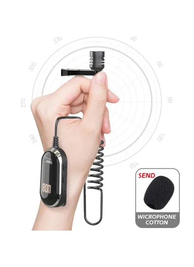 Wireless Lavalier Microphone Portable UHF Mic Transmitter Receiver for Smartphone PC U13JGS