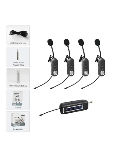 Wireless Lavalier Microphone Outdoor Portable 1 to 4 UHF Microphone Set With Receiver PRO-4C