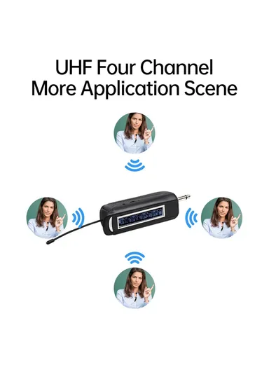 Wireless Lavalier Microphone Outdoor Portable 1 to 4 UHF Microphone Set With Receiver PRO-4C