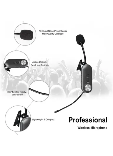 Wireless Lavalier Microphone Outdoor Portable 1 to 4 UHF Microphone Set With Receiver PRO-4C