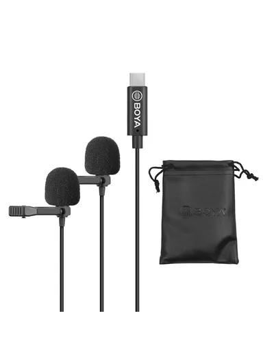 Omnidirectional Dual Head Lavalier Microphones Type-C Port Cable BY-M3D