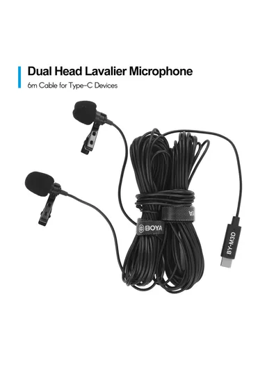 Omnidirectional Dual Head Lavalier Microphones Type-C Port Cable BY-M3D