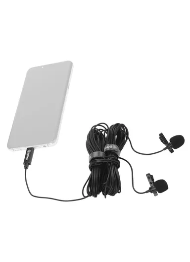 Omnidirectional Dual Head Lavalier Microphones Type-C Port Cable BY-M3D