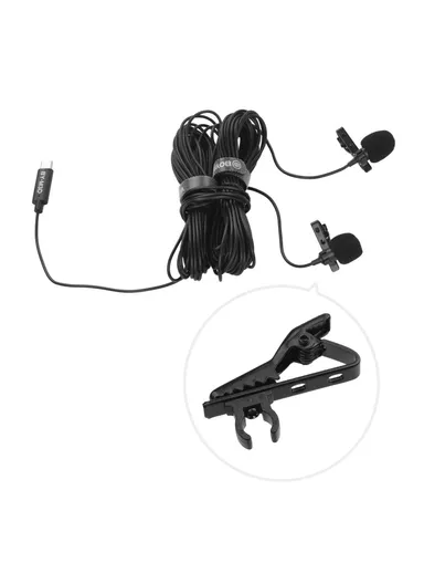 Omnidirectional Dual Head Lavalier Microphones Type-C Port Cable BY-M3D