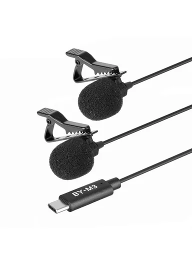 Omnidirectional Dual Head Lavalier Microphones Type-C Port Cable BY-M3D