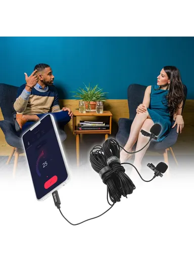 Omnidirectional Dual Head Lavalier Microphones Type-C Port Cable BY-M3D