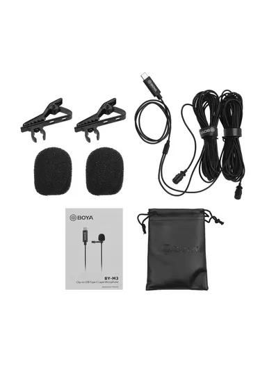 Omnidirectional Dual Head Lavalier Microphones Type-C Port Cable BY-M3D