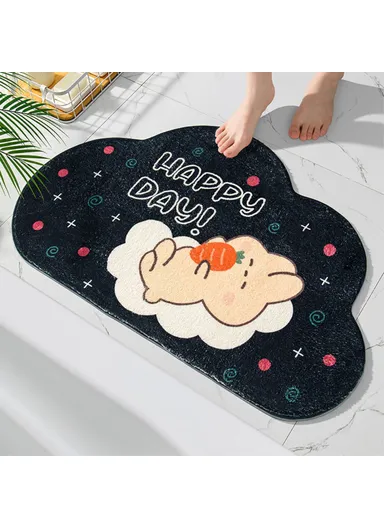 40x60cm Bathroom Door Mat Non-slip Furry Floor Carpet Absorbent Bath Mat - Sleeping Rabbit